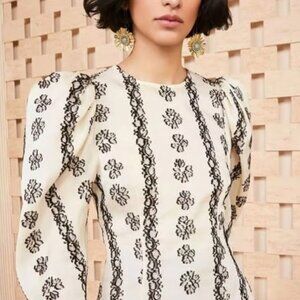 Ulla Johnson Runway Layla Silk Blend  Blouse in Birch M $595